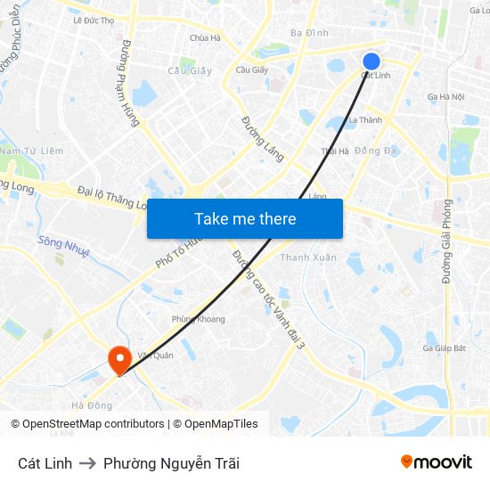 Cát Linh to Phường Nguyễn Trãi map