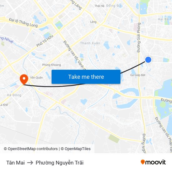 Tân Mai to Phường Nguyễn Trãi map