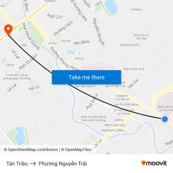 Tân Triều to Phường Nguyễn Trãi map