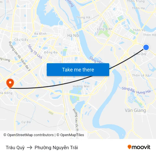 Trâu Quỳ to Phường Nguyễn Trãi map