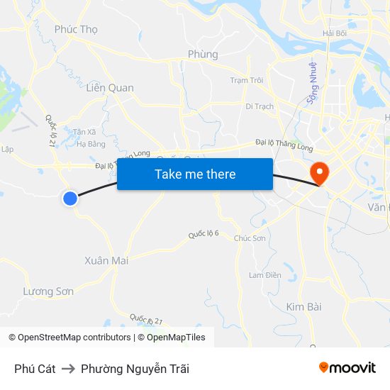 Phú Cát to Phường Nguyễn Trãi map