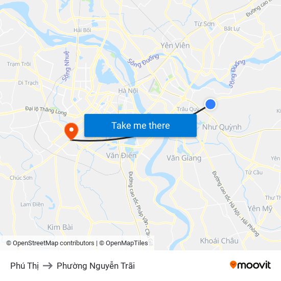 Phú Thị to Phường Nguyễn Trãi map