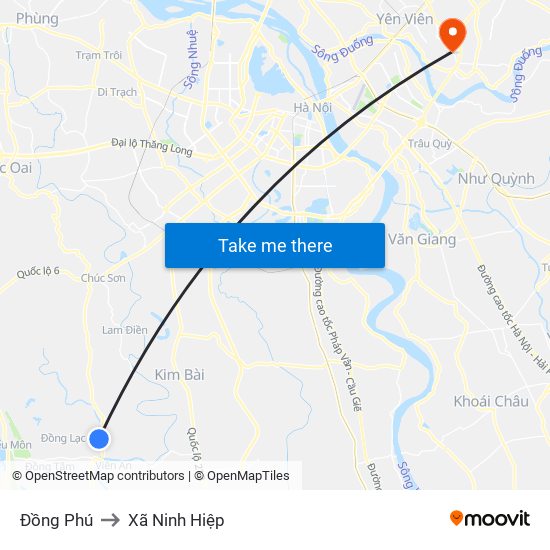 Đồng Phú to Xã Ninh Hiệp map