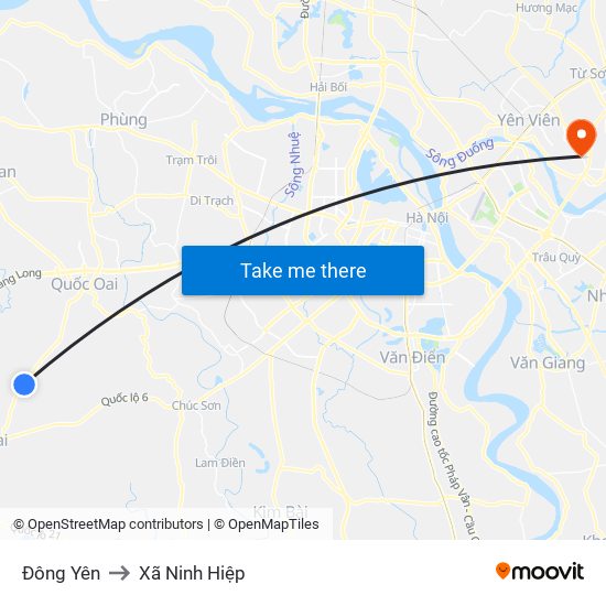 Đông Yên to Xã Ninh Hiệp map