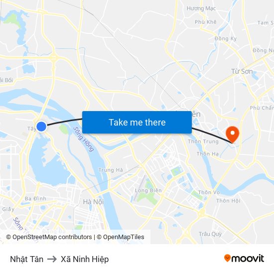 Nhật Tân to Xã Ninh Hiệp map