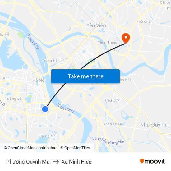 Phường Quỳnh Mai to Xã Ninh Hiệp map