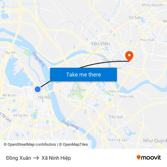 Đồng Xuân to Xã Ninh Hiệp map