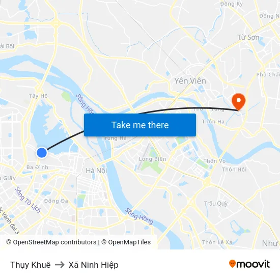 Thụy Khuê to Xã Ninh Hiệp map