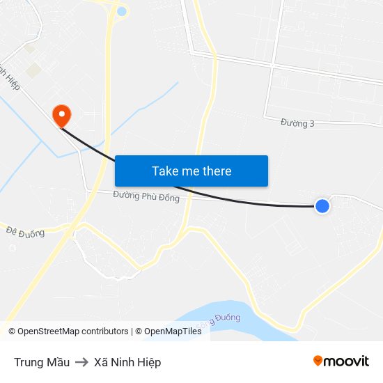 Trung Mầu to Xã Ninh Hiệp map