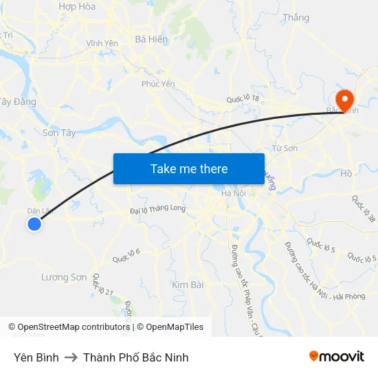 Yên Bình to Thành Phố Bắc Ninh map