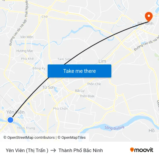 Yên Viên (Thị Trấn ) to Thành Phố Bắc Ninh map