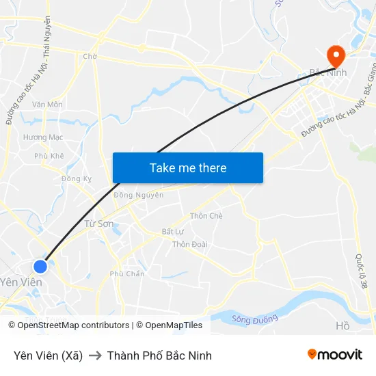 Yên Viên (Xã) to Thành Phố Bắc Ninh map
