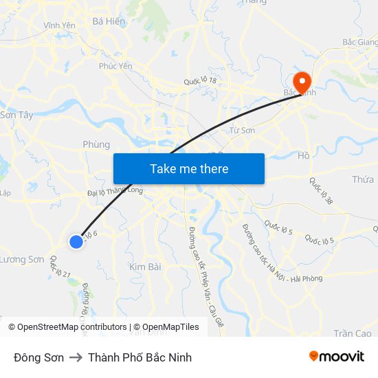 Đông Sơn to Thành Phố Bắc Ninh map