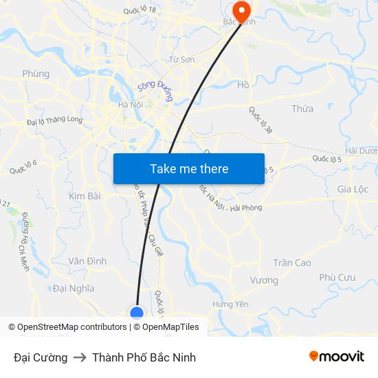 Đại Cường to Thành Phố Bắc Ninh map
