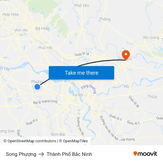 Song Phượng to Thành Phố Bắc Ninh map