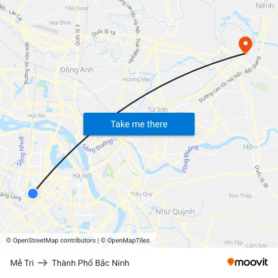 Mễ Trì to Thành Phố Bắc Ninh map