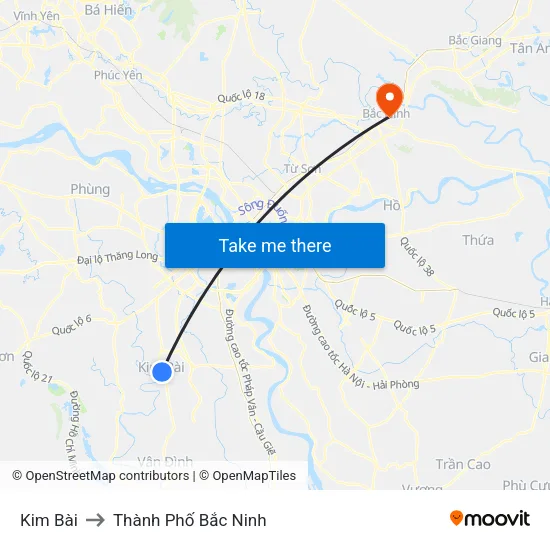 Kim Bài to Thành Phố Bắc Ninh map