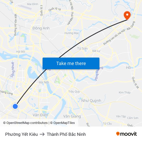 Phường Yết Kiêu to Thành Phố Bắc Ninh map