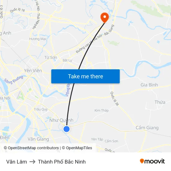Văn Lâm to Thành Phố Bắc Ninh map