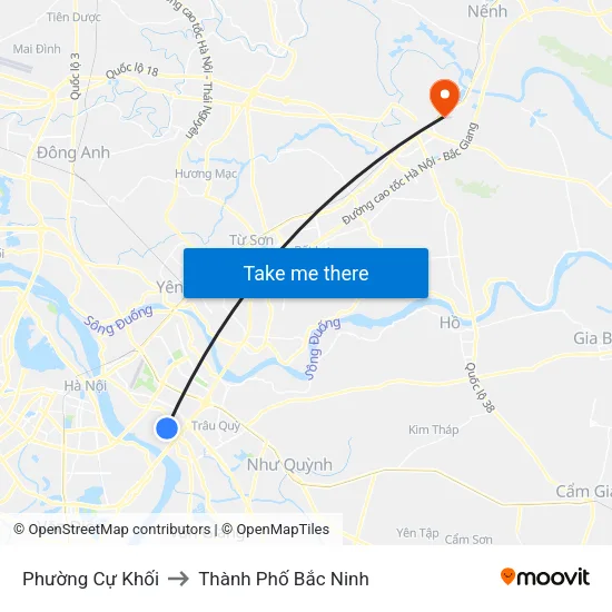 Phường Cự Khối to Thành Phố Bắc Ninh map