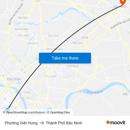 Phường Việt Hưng to Thành Phố Bắc Ninh map