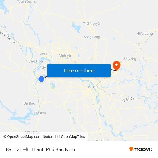 Ba Trại to Thành Phố Bắc Ninh map