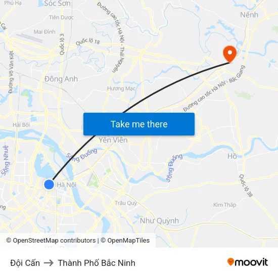 Đội Cấn to Thành Phố Bắc Ninh map