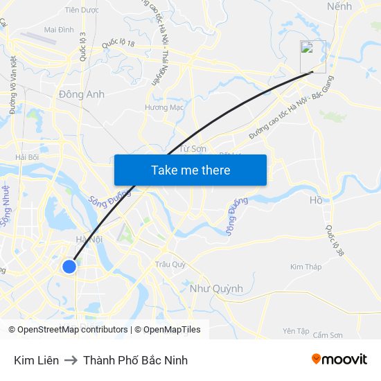 Kim Liên to Thành Phố Bắc Ninh map