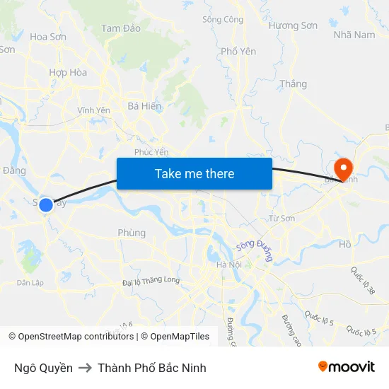 Ngô Quyền to Thành Phố Bắc Ninh map
