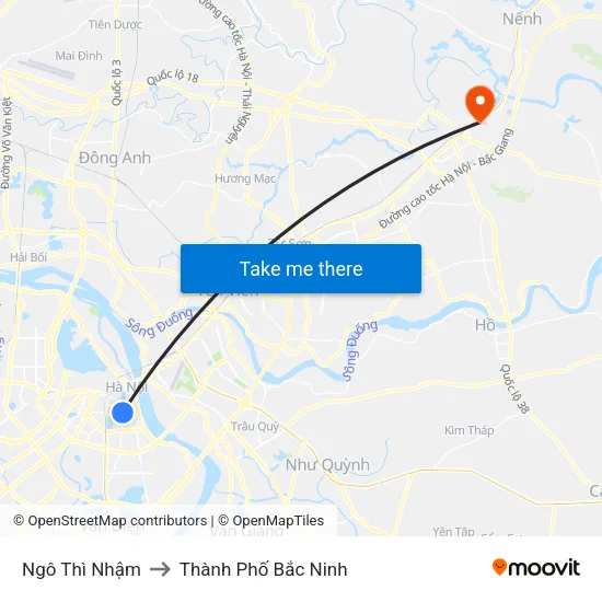 Ngô Thì Nhậm to Thành Phố Bắc Ninh map