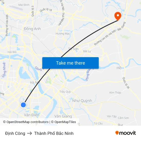 Định Công to Thành Phố Bắc Ninh map
