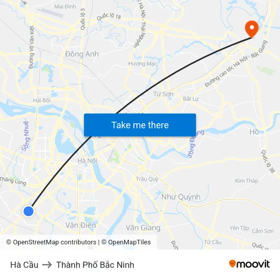 Hà Cầu to Thành Phố Bắc Ninh map