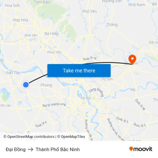 Đại Đồng to Thành Phố Bắc Ninh map