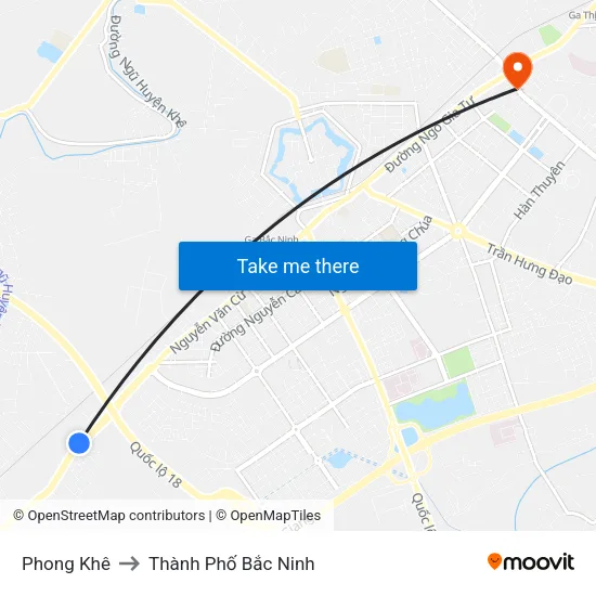 Phong Khê to Thành Phố Bắc Ninh map