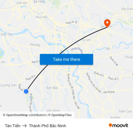 Tân Tiến to Thành Phố Bắc Ninh map