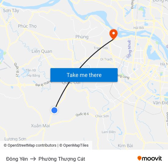 Đông Yên to Phường Thượng Cát map