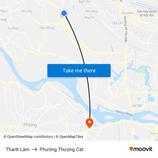 Thanh Lâm to Phường Thượng Cát map