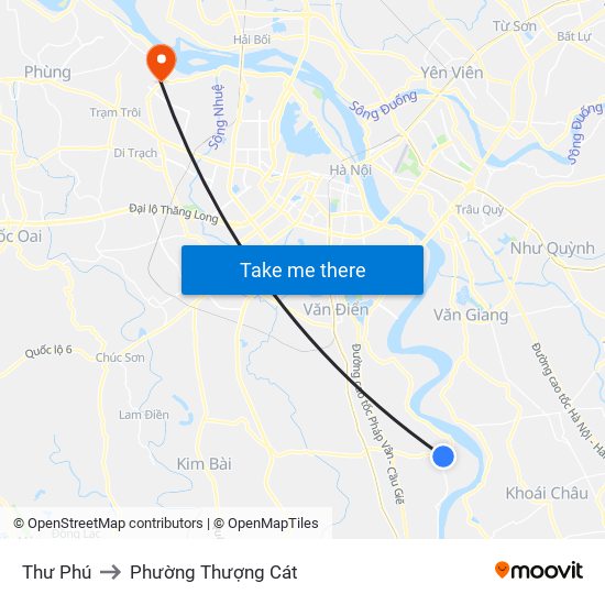Thư Phú to Phường Thượng Cát map