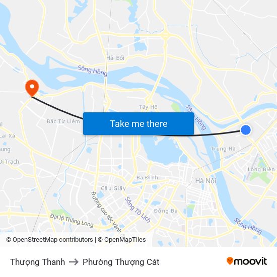 Thượng Thanh to Phường Thượng Cát map