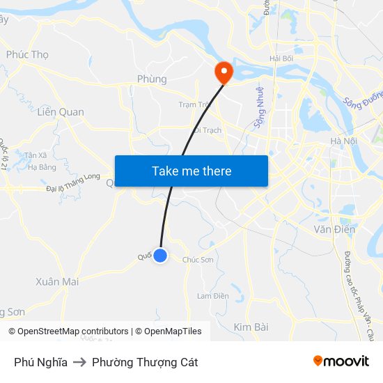 Phú Nghĩa to Phường Thượng Cát map