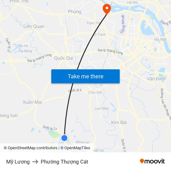 Mỹ Lương to Phường Thượng Cát map