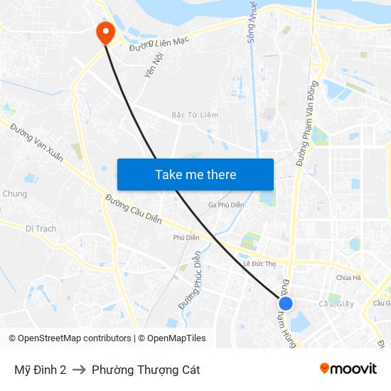 Mỹ Đình 2 to Phường Thượng Cát map