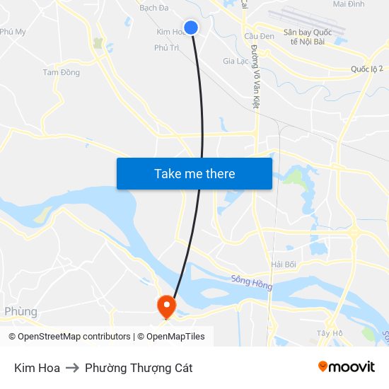 Kim Hoa to Phường Thượng Cát map