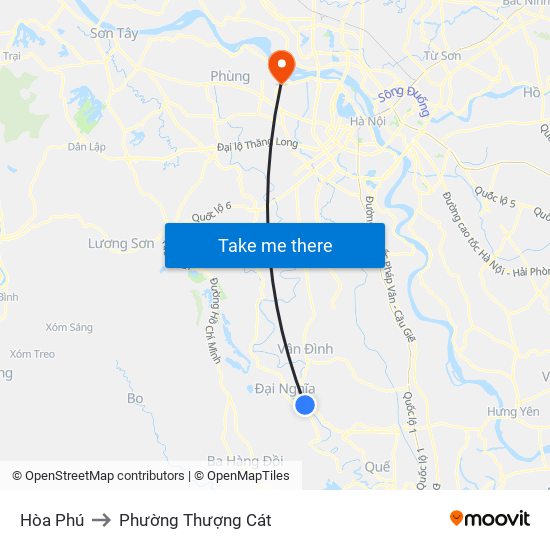 Hòa Phú to Phường Thượng Cát map