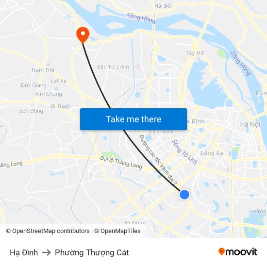 Hạ Đình to Phường Thượng Cát map