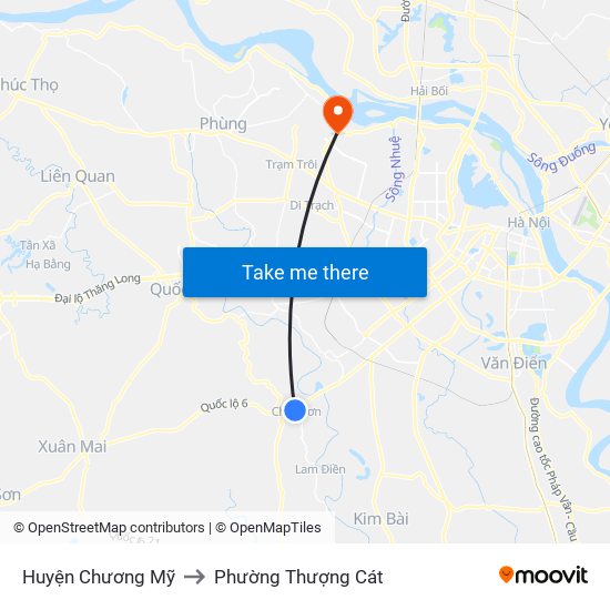 Huyện Chương Mỹ to Phường Thượng Cát map