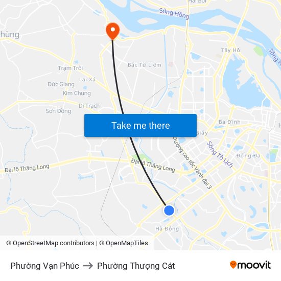 Phường Vạn Phúc to Phường Thượng Cát map