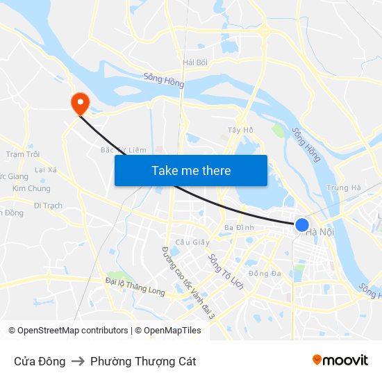 Cửa Đông to Phường Thượng Cát map