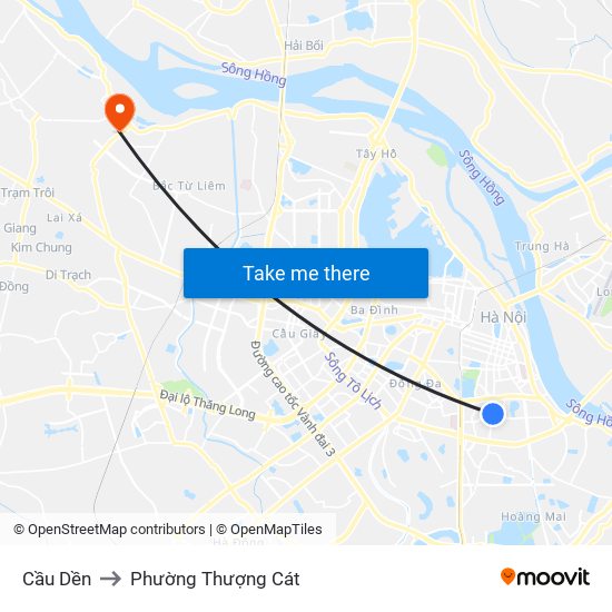 Cầu Dền to Phường Thượng Cát map