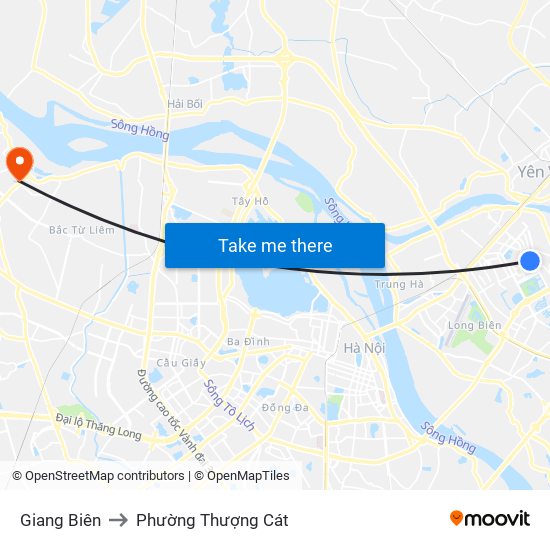Giang Biên to Phường Thượng Cát map